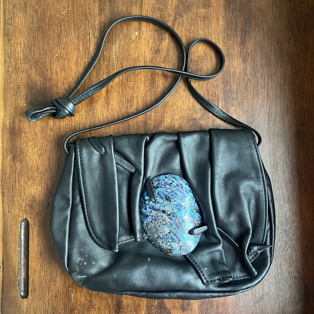 Handmade Black Leather Shoulder Bag